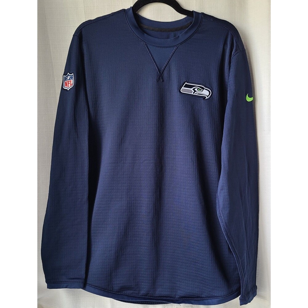 Nike Seattle Seahawks On Field Apparel Crewneck Shirt Men's M Navy NFL